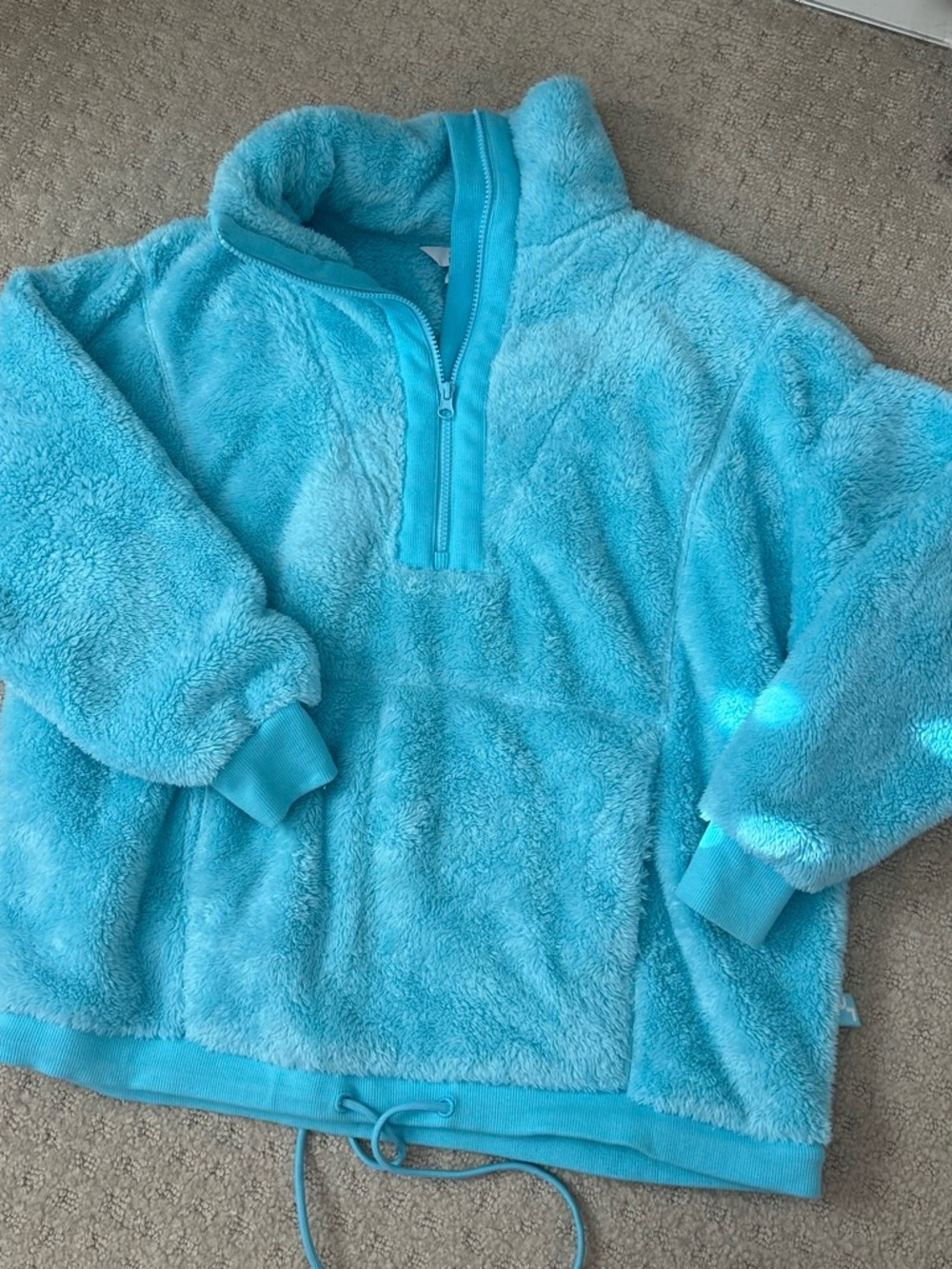 JoyLab Aqua Blue Plush Half-Zip Sweatshirt